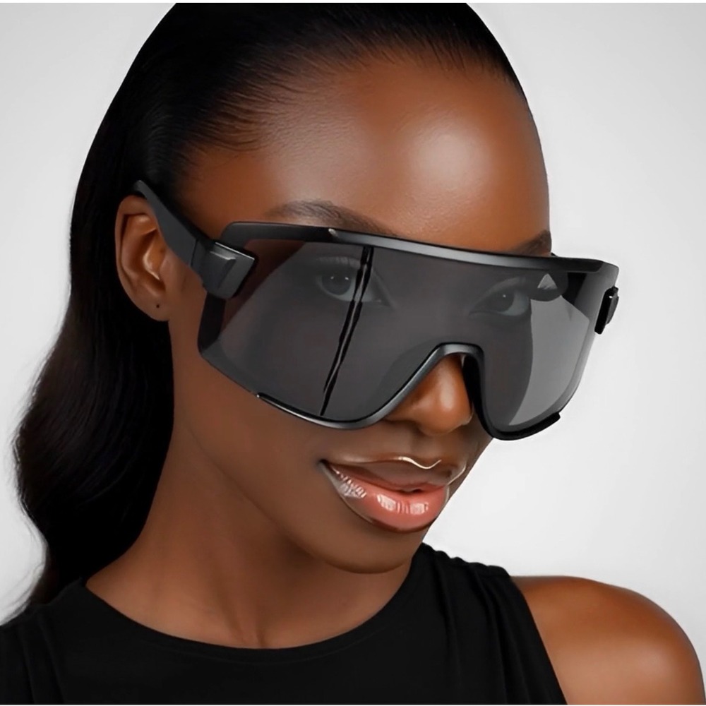 Shield Sunglasses Black WrapAround Futuristic Sporty Shades Bold  Athletic Style